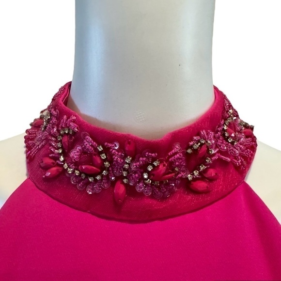 Marina Beaded Collar Midi Womens Dress Size 6 Color Fuchsia NWT - Picture 4 of 8